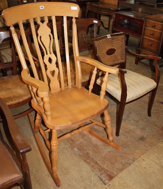 Windsor style rocking chair & another
